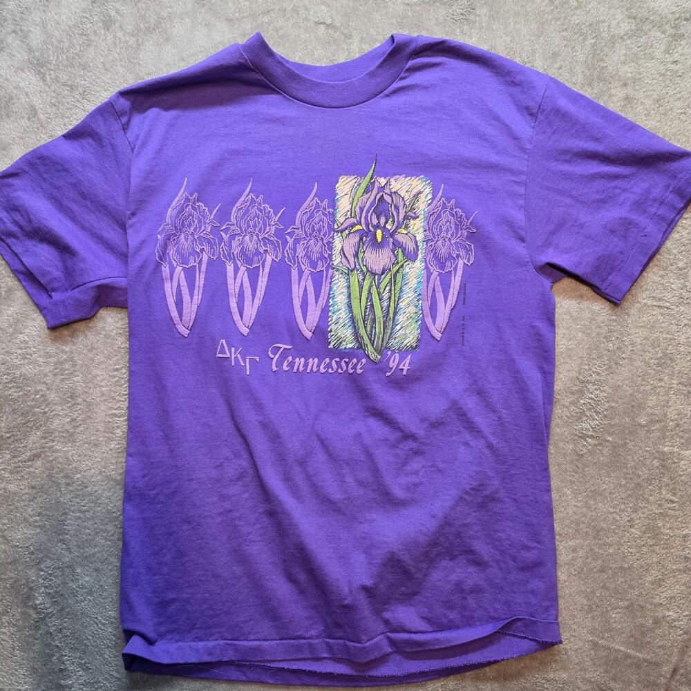 Vintage Hanes Shirt Mens L Purple Tennessee '94 Iris Floral Graphic Tee T-Shirt